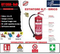 ESTINTORE ACCIAIO A SCHIUMA DA 6 LT CERTIFICATO E KIT CARTELLI+ STAFFA