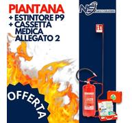 Estintore Kg 9 Polvere 34A 233BC Piantana Asta Cartello Cassetta Pronto Soccorso