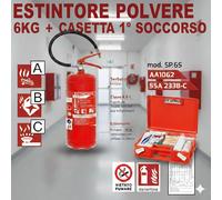 ESTINTORE POLVERE 6KG + CARTELLO + CASSETTA 1° SOCCORSO