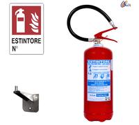 ESTINTORE POLVERE DA 6 KG OMOLOGATO 2025 CON STAFFA A MURO CERTIFICAZIONE
