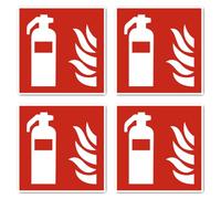 Estintore segni antincendio: F001 - DIN EN ISO 7010 / ASR A1.3 - Adesivo: 15 cm, 4 pezzi