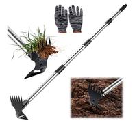 Estirpatore Erbacce con Manico Lungo 160 cm, Strumento per Rimuovere Le Erbacce Estrattore Zappa Orto Rastrello Giardino 2 in 1 Manuale Strumento da Giardinaggio per Diserbo per Giardino Tools