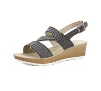 inblu Estivi Comodi Eleganti Casual Sandali Donna Estivi Doppia Fascia Ciabatte Mare Spiaggia Perline Strass Elastico Cinturino Imbottito Fibia Tacco Soft RN0019 (Nero, 38)