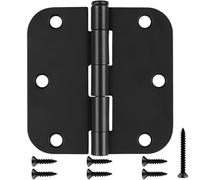 Estmoon Confezione da 30 cerniere per porta nere opache, 8,9 x 9,9 cm, raggio 5/8", cerniere interne arrotondate per porte, resistenti, cerniere rimovibili per porta standard, porta della camera da