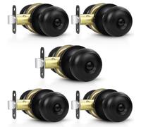 Estmoon Confezione da 5 pomelli neri per porta interna per camera da letto bagno privacy manopola rotonda a sfera