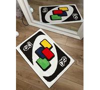 Estmy UNO - Tappeto con biglietto di auguri, motivo funky estetico, retrò, antiscivolo, lavabile, moderno, astratto, carino, unico, per bagno, camera da letto, morbido, piccolo, per ingresso e