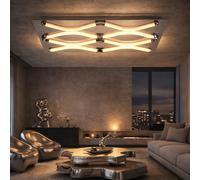 Lampada da soffitto plafoniera lampada da soggiorno lampada da camera da letto lampada da corridoio, cromo satinato, LED 7W 405Lm bianco caldo, LxLxH 58x34x6cm