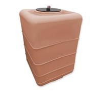 ESTO Serbatoio Acqua Potabile Verticale 500 L Polietilene, Cisterna BLU o Effetto Antico, con Pompa e Press Control Pressostato (Terracotta, solo Serbatoio)