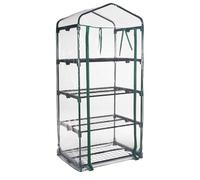 ESTO Serra da Balcone da Giardino, Corpo in Policarbonato e Telo in PVC Trasparente, Adatto per Colture Invernali, Copertura per Piante e Fiori (4 Ripiani)