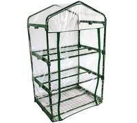 ESTO Serra da Balcone da Giardino, Corpo in Policarbonato e Telo in PVC Trasparente, Adatto per Colture Invernali, Copertura per Piante e Fiori (3 Ripiani con Ruote)