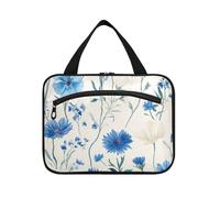 Estonia Fiordaliso Bellezza Fiori Blu Appeso Make up Bag per le donne con gancio, Designer Impermeabile Make up Bag per le donne Palestra bolsas para maquillaje de Mujer L