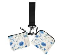 Estonia Fiordaliso Bellezza Fiori Blu Portamonete da donna Portamonete da donna Porta carte di grande capacità con tasca portamonete con cerniera per signora 2 pezzi, Estonia Fiordaliso bellezza fiori