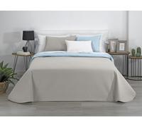 Estoralis - AVA | Copriletto Mezza Stagione in Morbida Microfibra | Trapunta Leggera e Double Face | Beige/Azzurro cielo | Per letto da 180 cm. (270 x 270 cm. Larghezza x Altezza)