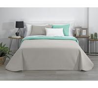 Estoralis - AVA | Copriletto Mezza Stagione in Morbida Microfibra | Trapunta Leggera e Double Face | Beige/Turchese | Per letto da 180 cm. (270 x 270 cm. Larghezza x Altezza)