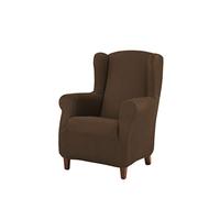 Estoralis | BERTA | Copripoltrona con orecchie | Tessuto elastico Marrone | Per poltrona con Orecchie dimensione del tessuto da 70 a 110 cm. | Protettor | Adattabile a tutti i tipi di divani