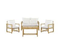 Estosa - Salotto Da Giardino Esterno modello Coco In Bamboo, 4 Posti, Set Tavolo Da Giardino Con Sedie E Poltroncina, Set Tavolino, Sedie E Divano Da Esterno 4pz Con Cuscini Imbottiti