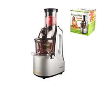 Estraggo PRO Estrattore Professionale a Freddo per Frutta e Verdura, Bocca Extralarge, 240W 60 Giri/Min Estrazione Lenta, Pulizia Facile e Silenzioso, Acciaio Temprato e Rettificato, BPA-Free (Argento)