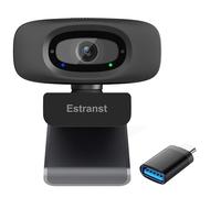 Estranst Quad HD 2K Webcam con copertura privacy e microfono con cancellazione del rumore, webcam streaming video per PC, computer, computer