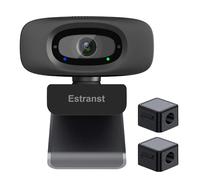 Estranst Webcam HD 2K con copertura privacy e microfono a cancellazione del rumore, webcam USB esterna per PC, laptop, Mac, monitor desktop, include 2 organizer per cavi