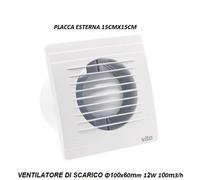 ESTRATTORE ASPIRATORE ARIA DA MURO VENTOLA CUCINA BAGNO 11W AIGOR Ø 100/110"