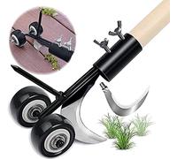 Estrattore di Erbacce Manuale, Diserbatrice da Giardino Strumento Sarchiatore per Erbacce Estirpatore Erbacce per Fessure Strumento, Due Lame, con Ruote, per Terrazzo, Marciapiede, Senza Manico