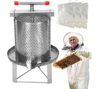 Estrattore di miele a pressa in acciaio inox - Pressa manuale da 10 litri con 3 filtri, multiuso per l'estrazione di miele, vino, succhi di frutta e cera d'api