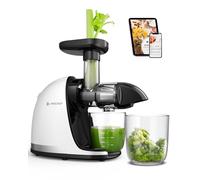 Estrattore di Succo a Freddo AMZCHEF - Estrattore Silenzioso con Funzione Inversa per Frutta e Verdura | Include Brocca e Spazzola di Pulizia (150 W, Bianco)