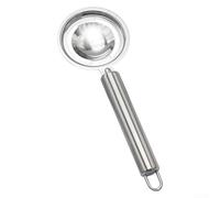 Estrattore di tuorlo d'uovo in acciaio inox con manico lungo e gancio per una separazione mirata e ridotto rischio di rottura del tuorlo durante l'uso