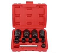 Estrattore per dadi in acciaio cromato, 11 pezzi, con ruota di bloccaggio per bulloni di estrazione per l'uso con 3/8 e 1/2 drive per strumenti a percussione