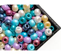 Estrella Pony Beads, 5,5 mm, 300 pezzi, perline di vetro pressate ceca a forma di rullo con un foro grande, mix 2 (Pastel Multicolored)
