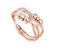 Estrellique Anelli ansia in argento Sterling 925, anelli anti-stress per donne, bambini, uomini, regolabili, con zirconi, anelli di decompressione con 6/7/8 perline rotanti, Argento sterling Zirconia
