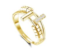 Estrellique Anelli ansia in argento Sterling 925, anelli anti-stress per donne, bambini, uomini, regolabili, con zirconi, anelli di decompressione con 6/7/8 perline rotanti, Argento sterling Zirconia