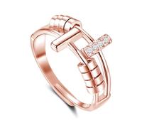 Estrellique Anelli ansia in argento Sterling 925, anelli anti-stress per donne, bambini, uomini, regolabili, con zirconi, anelli di decompressione con 6/7/8 perline rotanti, 50-65 mm, Argento sterling