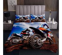 Estrema Sport Tema Trapuntato Coperta Motocross Rider Stampato Copriletto per Ragazzi Ragazze Bambini Motocross Illustrazione Coverlet Set Room Decor Cool Taglia 2 Pz170X230cm