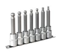 Sealey Estremità a Sfera Esagonale Presa Punta Set 7pc 100mm 1.3cmSq Disk Metric
