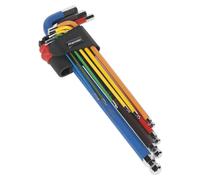 Estremità a Sfera Set Chiavi Esagonali 9pc Colore Codificato extra-Lunga Metric