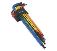 Estremità a Sfera Set Chiavi Esagonali 9pc Colore Codificato extra-Lunga Metric