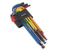 Sealey Premier Lungo Estremità a Sfera Allen Hex Chiave Set 9pc Codice Colore