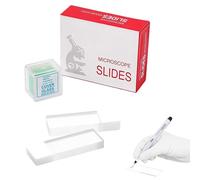 Estresen 50 Vetrini Bianco con Bordo Arrotondato, 100 Vetrini con Copertura Quadrata 22x22 mm, Vetro di Copertura per Microscopi, Insegnamento delle Scienze