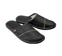 ESTRO Pantofole Ciabatte Uomo Casa Pantofola Ciabatta Vera Pelle M55 (46 EU, Nero)