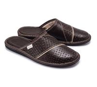 ESTRO Pantofole Ciabatte Uomo Casa Pantofola Ciabatta Vera Pelle M66 (46 EU, Marrone)
