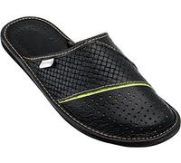 ESTRO Pantofole Ciabatte Uomo Casa Pantofola Ciabatta Vera Pelle M66 (49 EU, Nero)