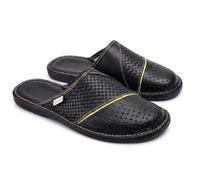 ESTRO Pantofole Ciabatte Uomo Casa Pantofola Ciabatta Vera Pelle M66 (Nero, 42)