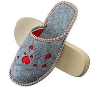 ESTRO Pantofole Donna Feltro Ciabatte - Pantofole Chiuse Ciabatte Casa Donna con Suola Antiscivolo F03 (40, Cuori)
