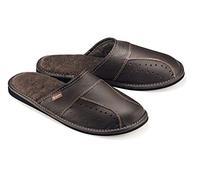 ESTRO Pantofole Uomo Invernali Chiuse - Pantofole Uomo Pelle Casa Ciabatte Pantofole Casa Pelle MZ01 (Marrone, 41 EU)