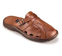 ESTRO Sandali Uomo Esitvi Pelle - Ciabatte Uomo Estive Pelle Sandalo con Suola Gomma Antiscivolo s4 (43 EU, Marrone Ruggine)