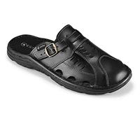 ESTRO Sandali Uomo Esitvi Pelle - Ciabatte Uomo Estive Pelle Sandalo con Suola Gomma Antiscivolo s4 (46 EU, Nero)