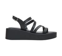 Estro, ,Shoes ,Donna ,Nero ,39 EU Sandali con Zeppa in Pelle Nera Eleva Stile