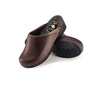 ESTRO Zoccoli Donna in Pelle, Ciabatte Uomo Sanitarie in Legno CDL07 (45, Marrone)