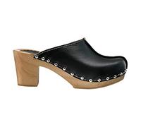 ESTRO Zoccoli in Legno Donna in Pelle Ciabatte Sanitarie Donna CDL03 (Nero, 38)
